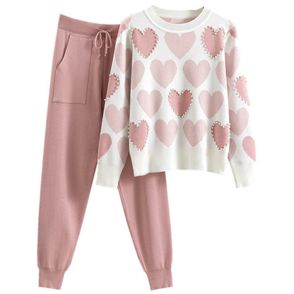 Preppy Outfit With Heart-shaped Beaded Accents