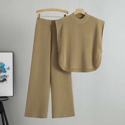 Sleeveless Knit Vest And Wide-leg Pants Set