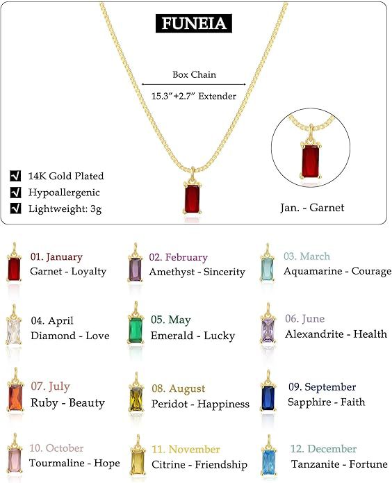 Gold Birthstones Necklace Women's Fashion