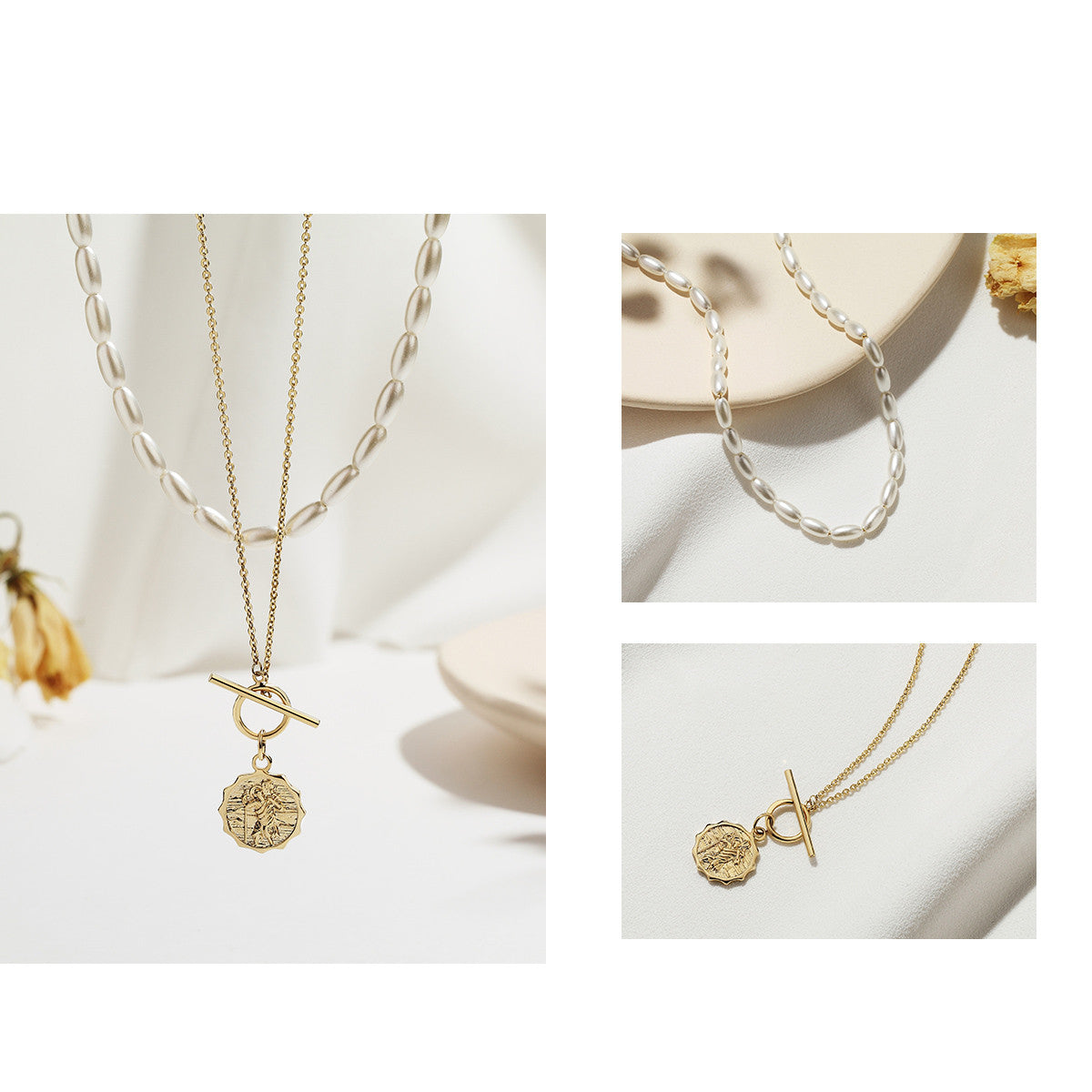 Gold French Double Necklace