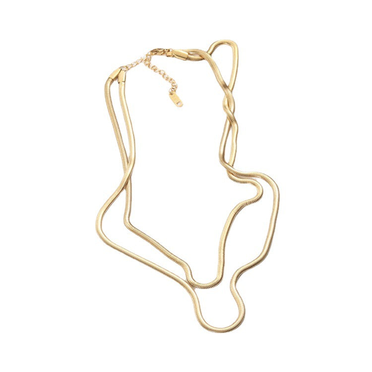 Women's Double Gold Plated Vintage Double Gold Snake Chain Necklace