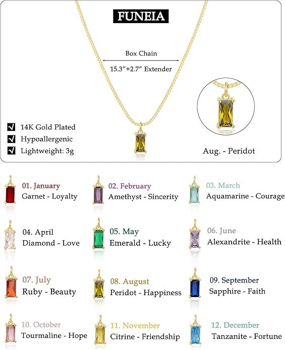 Gold Birthstones Necklace Women's Fashion