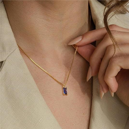 Gold Birthstones Necklace Women's Fashion