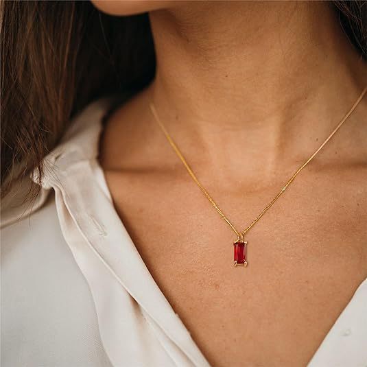 Gold Birthstones Necklace Women's Fashion