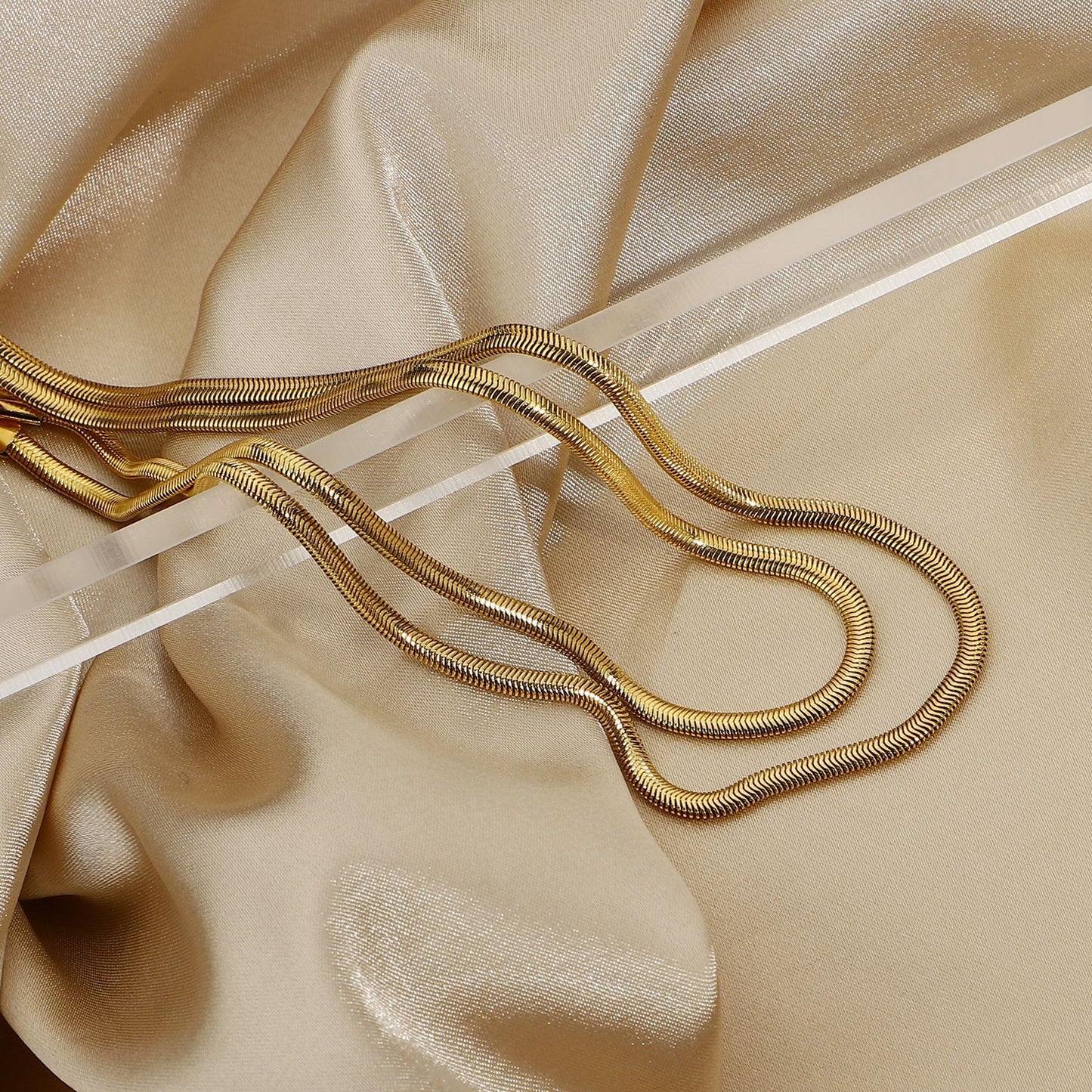 Women's Double Gold Plated Vintage Double Gold Snake Chain Necklace