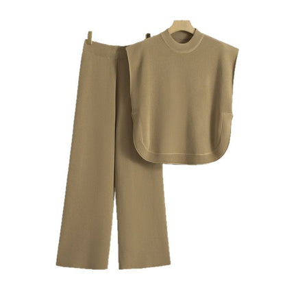 Sleeveless Knit Vest And Wide-leg Pants Set