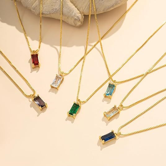 Gold Birthstones Necklace Women's Fashion