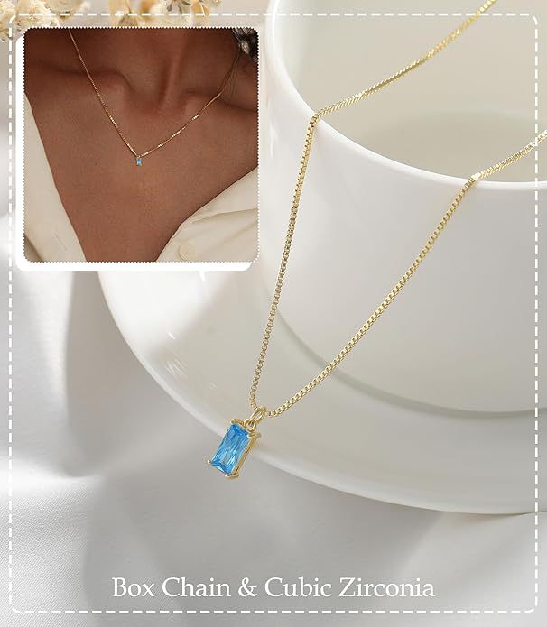 Gold Birthstones Necklace Women's Fashion