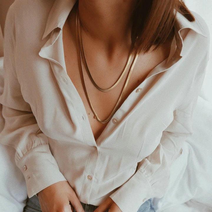 Women's Double Gold Plated Vintage Double Gold Snake Chain Necklace