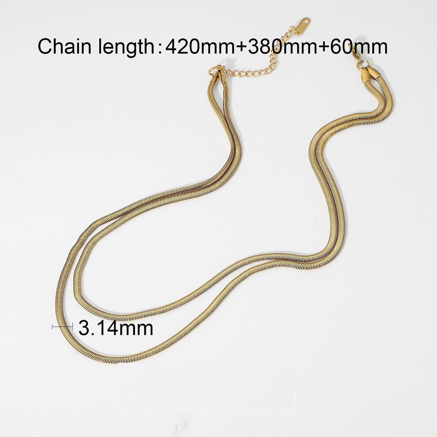 Women's Double Gold Plated Vintage Double Gold Snake Chain Necklace
